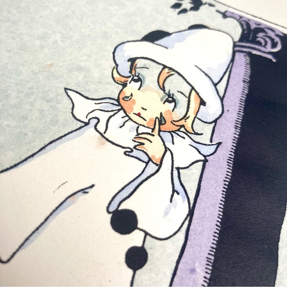 Vintage French Art Deco Pochoir original pen and ink baby Kewpie clown prints - Picture 4 of 15